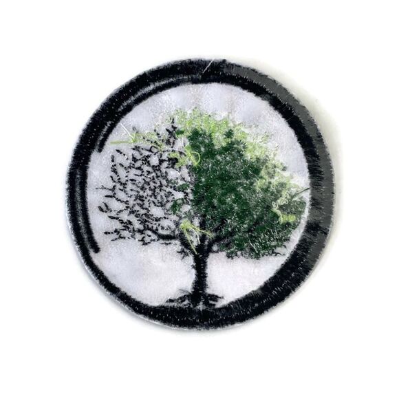 Yin Yang Tree Bonsai Zen Life Death Embroidered Patch - Picture 3 of 3